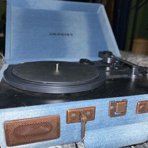 Crosley Denim Blue Charcoal Portable Turntable Collectible Retro Vinyl Player